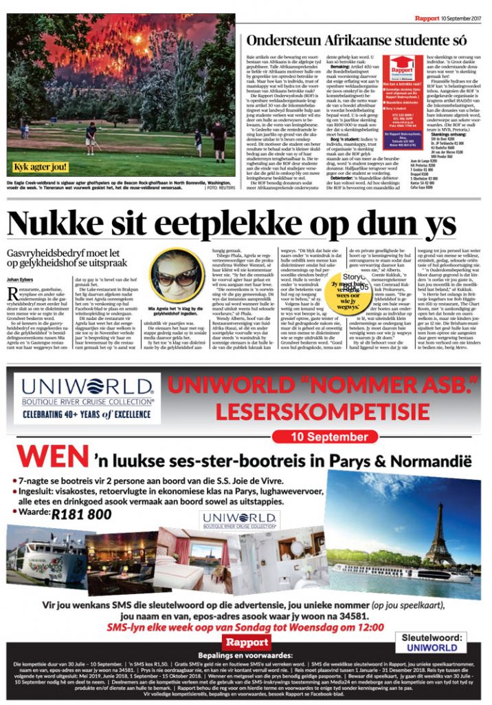 Rapport 10 Sept 2017 – Sien “Nukke”-berig